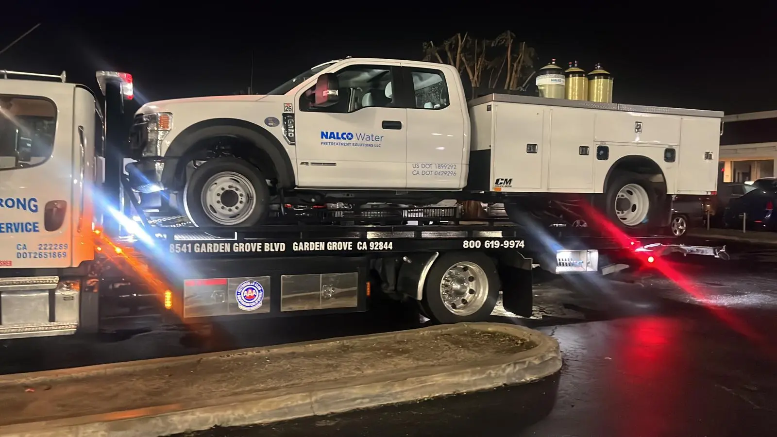 Mobile tire repair service in progress
