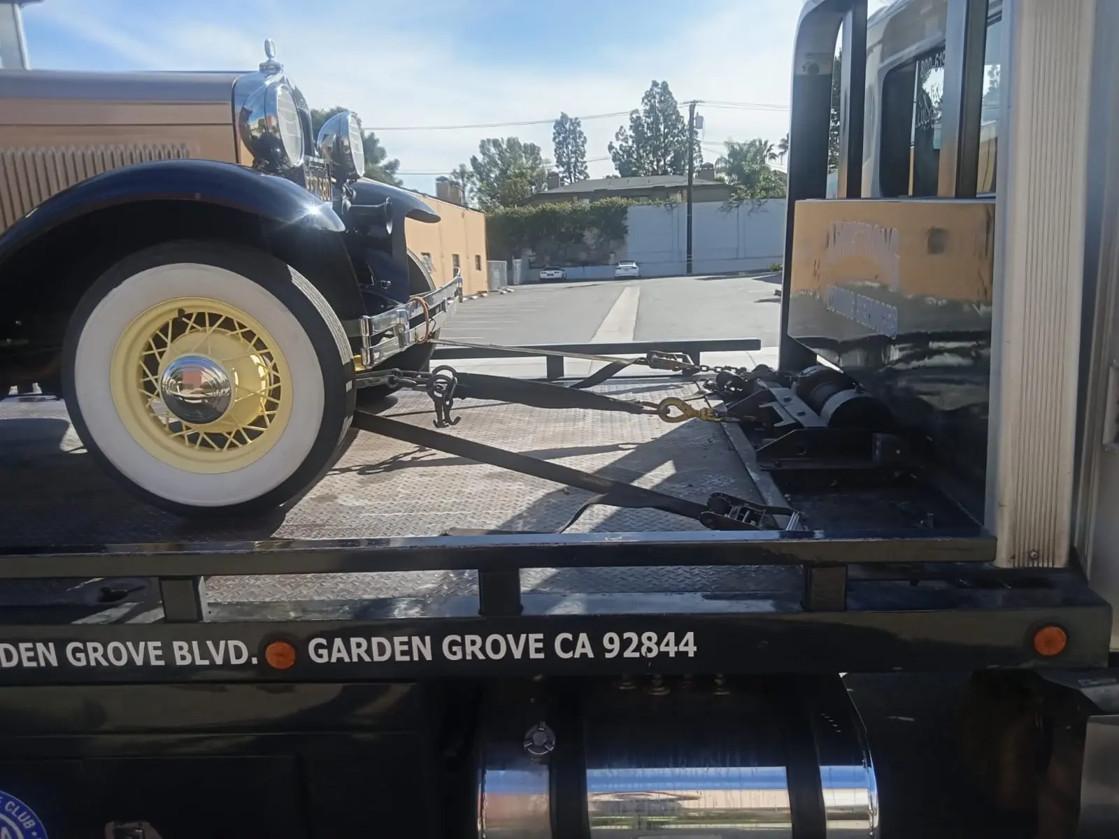 Safety chains and straps being secured